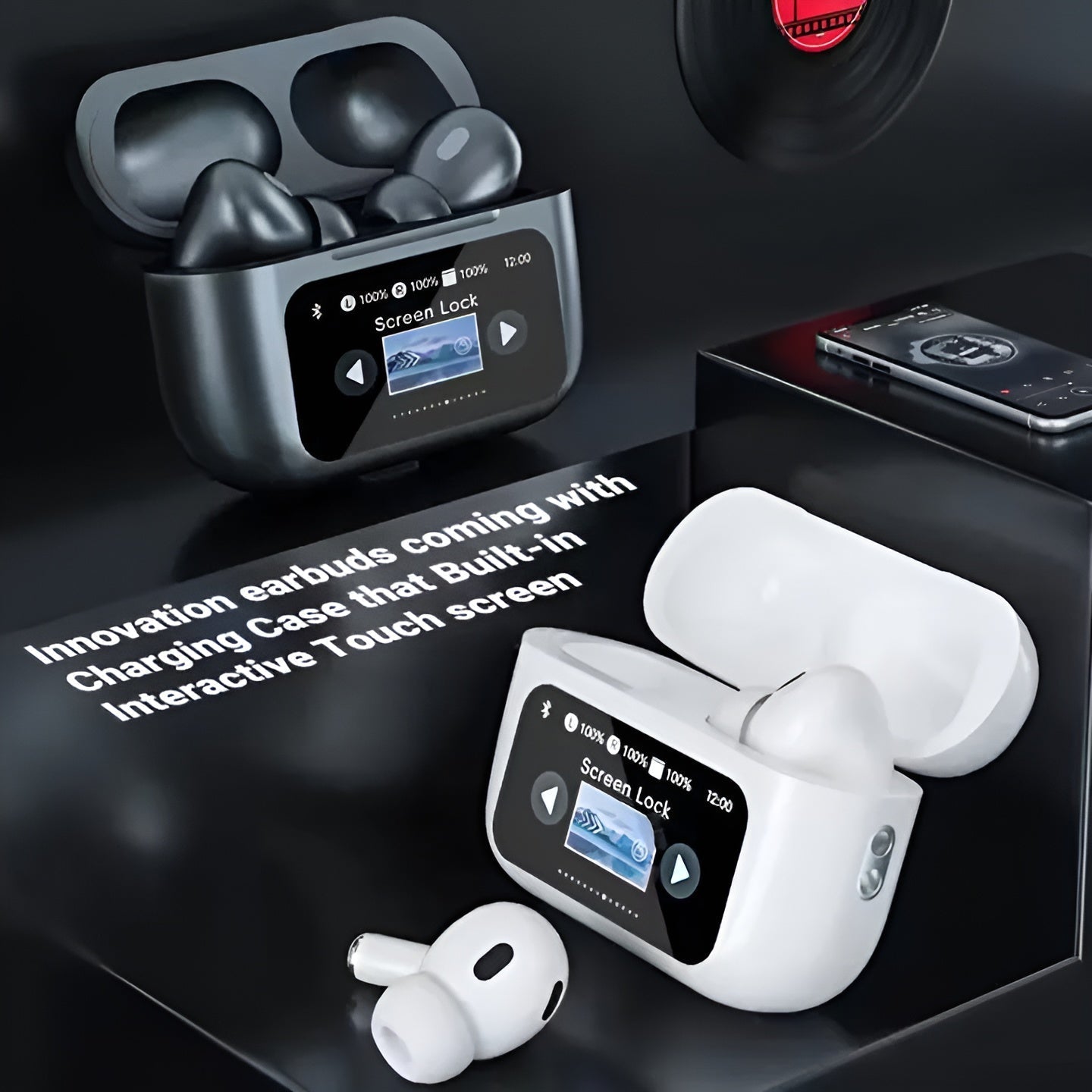 A9 Pro Earbuds Anc/enc Dauble Dark Tuch Screen Display Noise Reduction Wireless Earbuds - Favelane