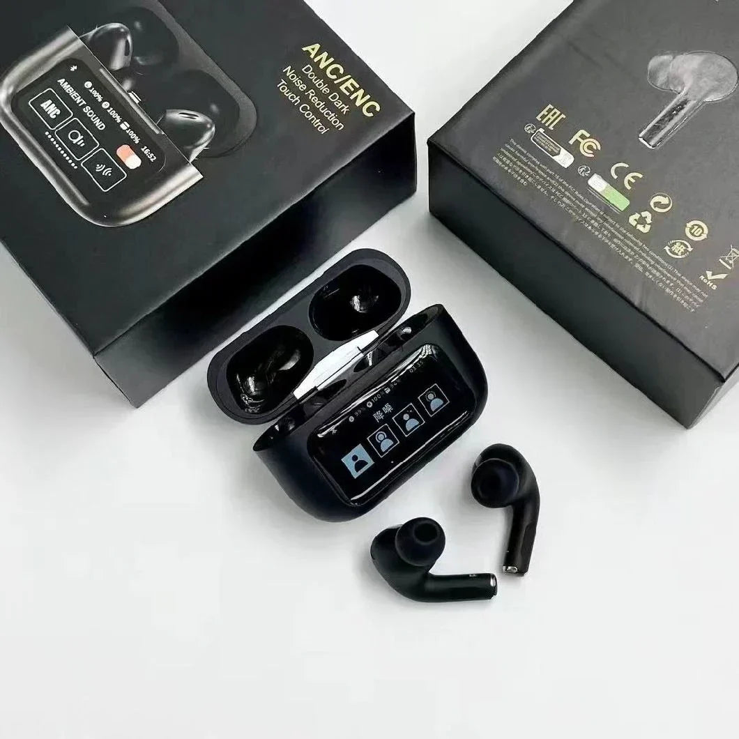 A9 Pro Earbuds Anc/enc Dauble Dark Tuch Screen Display Noise Reduction Wireless Earbuds - Favelane