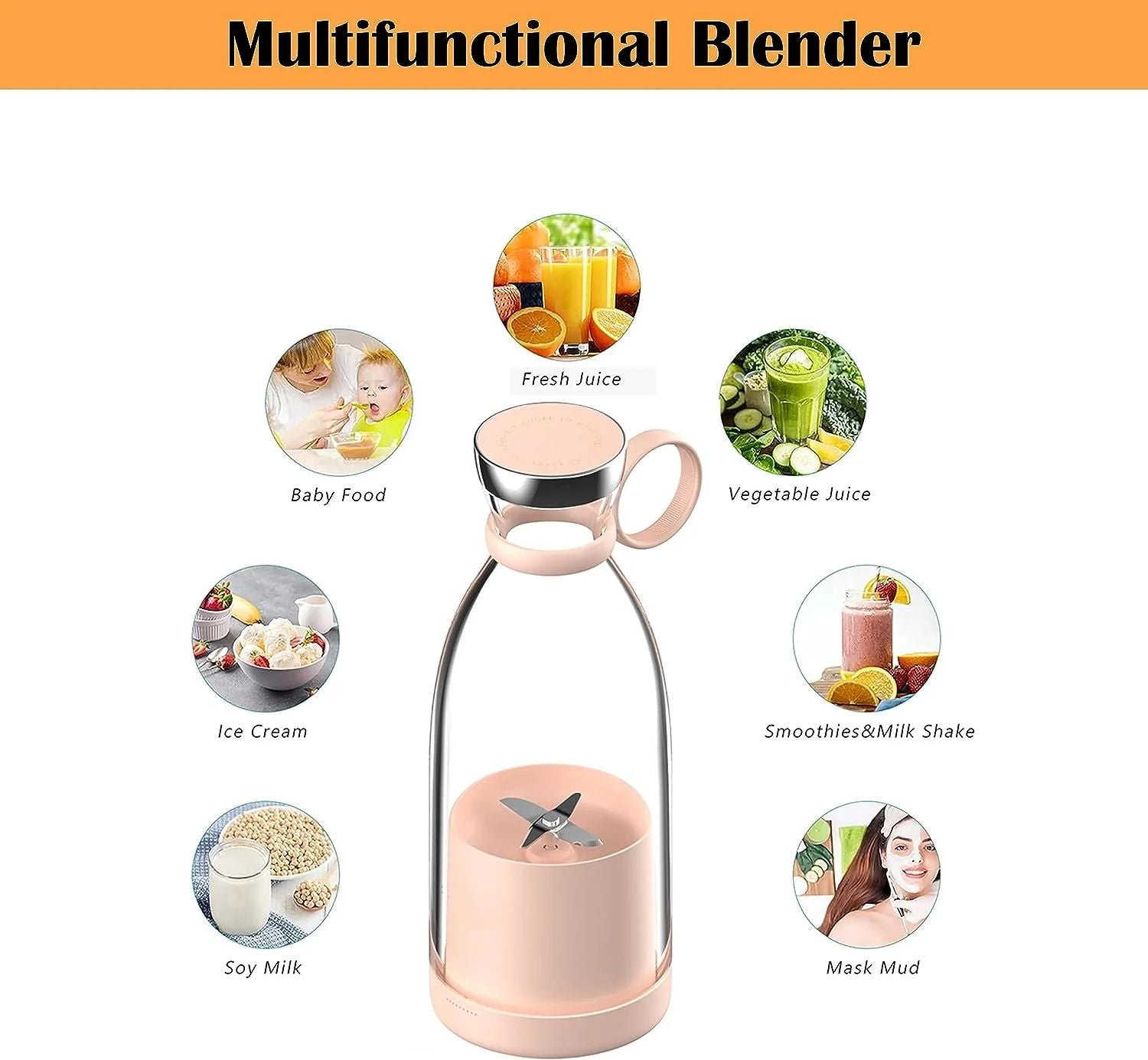 Mini Portable Blender Electric Fruit Juicer Mixers 380 Ml - Favelane